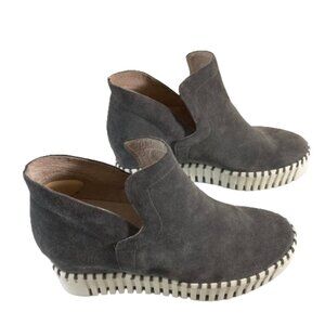 National Comfort Women's Gray Suede Wedge Mini-Boots EUC See Note on Size 9, 9.5